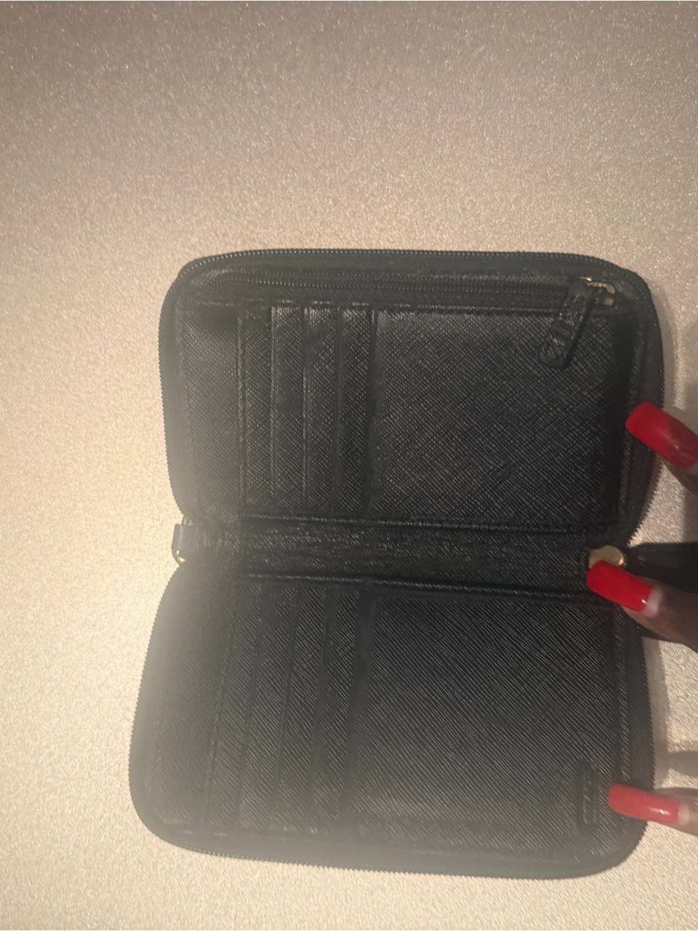 Black Compact Zip-Around Card Wallet